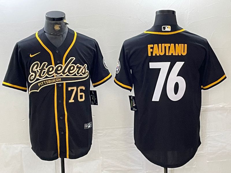 Men Pittsburgh Steelers #76 Fautanu Black Joint Name 2024 Nike Limited NFL Jersey style 2->philadelphia phillies->MLB Jersey